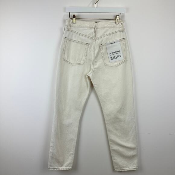 Frame Le Original Straight Leg Jeans High Waist Off White Rips Womens US 26 NWT - Picture 4 of 12